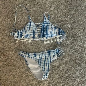 Blue tie-dye bikini women swimsuit